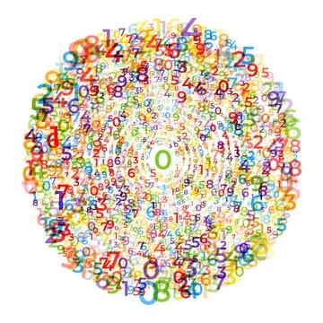 Digital data array, Abstract Concentric circles of Digits Swirling in Digital Ilustración de archivo