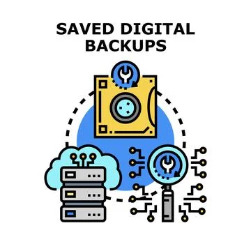 Digital data backup and recovery process concept 스톡 일러스트