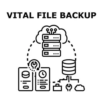Digital data backup and recovery service concept 库存插图