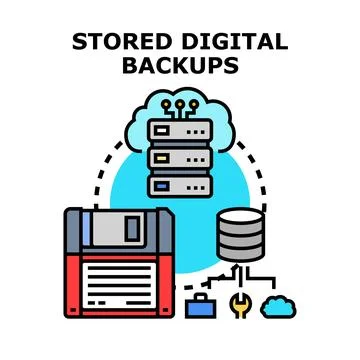 Digital data backup and storage concept Stock Illustration
