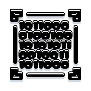 Digital data binary code scanning technology icon 스톡 일러스트