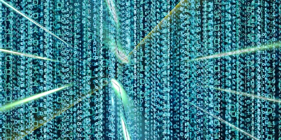 Digital data Binary data code Terms of security of technology information Con Stock Illustration