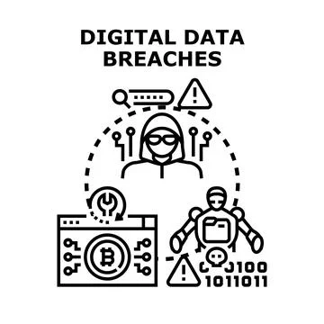 Digital data breaches and cybersecurity concept illustration Stock Illustration
