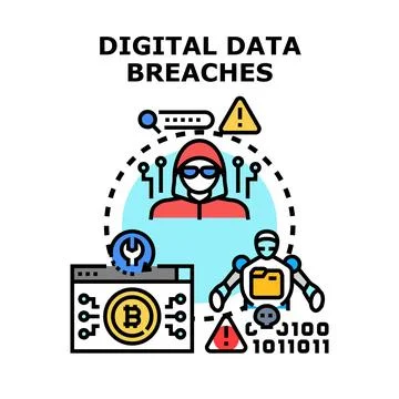 Digital data breaches and cybersecurity concept illustration イラスト素材