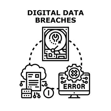 Digital data breaches concept illustrating information security risk Stock Illustration