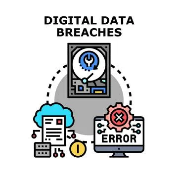 Digital data breaches concept illustrating information security risk Stock Illustration