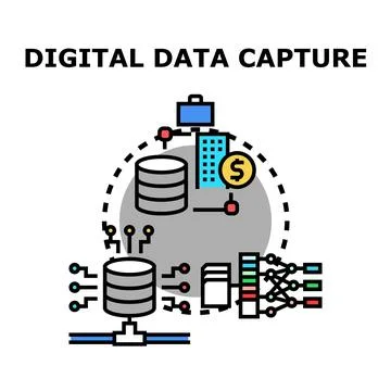 Digital data capturing processing and analysis concept 스톡 일러스트
