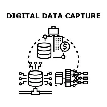Digital data capturing processing and analysis concept Illustrazione stock