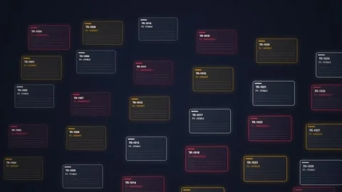 Digital Data Cards Grid UI Abstract Background Loop Stock Footage 348420902