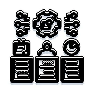 Digital data center infrastructure icons managing connectivity Illustrazione stock