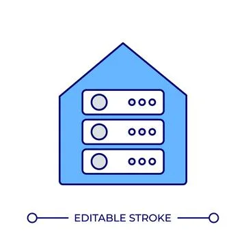 Digital data center line color icon 스톡 일러스트