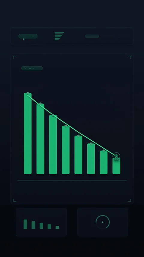 Digital data chart bar graph analytics dashboard animation loop Stock Footage 346865723