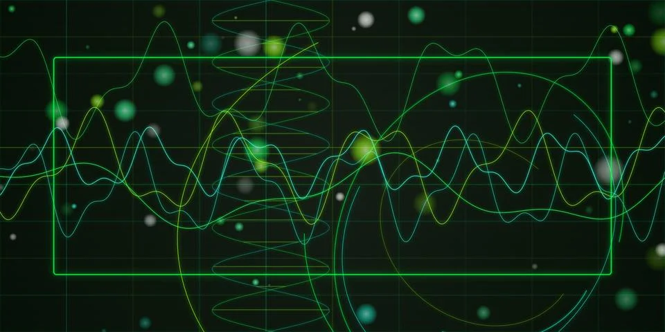 Digital data chart with green lines and glowing circles イラスト素材