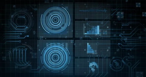 Digital data charts and graphs animation over futuristic interface background 動画素材 304479661