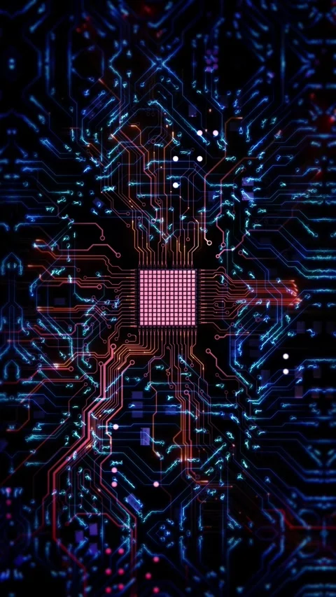 Digital Data Circuit Board and CPU Technology Circuit Board Abstract Lines innov Video stock 341900286