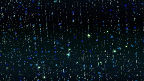 Digital Data Cloud of Blue Particles Floating Numbers Stock Footage 320878078