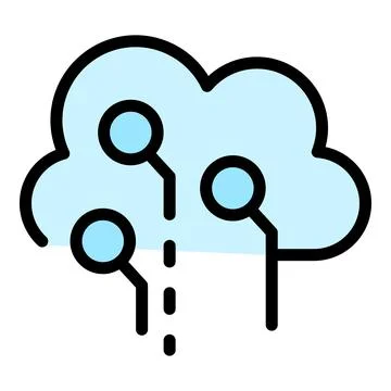 Digital data cloud icon color outline vector Stock Illustration