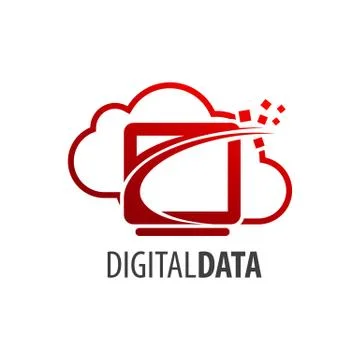 Digital data cloud screen logo concept design. Symbol graphic template elemen Stock Illustration