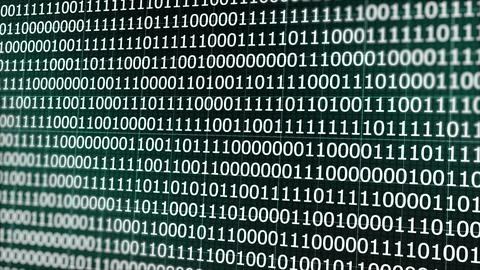 Digital data code binary zeroes and ones bits animation in black and white... Stock Photos