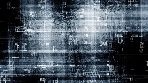 Digital Data Code Glitch Matrix floating numbers, fragmented interface blocks Stock Footage 333909595