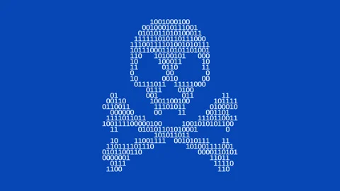 Digital data code skull cyber-attack Stock Footage 168404011
