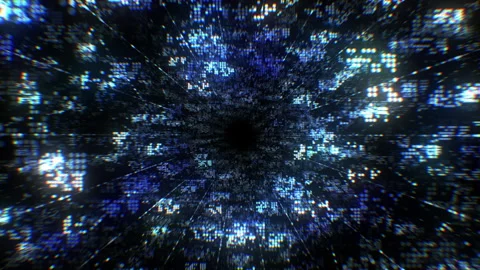 Digital Data Code Stream Flying Through Seamless. Looped 3d Animation of Stock Footage 135005662