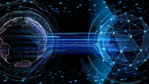 Digital data computer AI technologies concepts Background 5 black25 Stock Footage 124625572