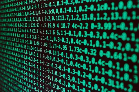 Digital data on computer screen. Green numbers and letters. Digital backgro.. Stock Photos