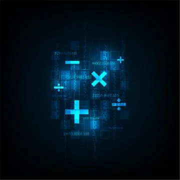 Digital data computing technology on a dark blue background. Stock Illustration