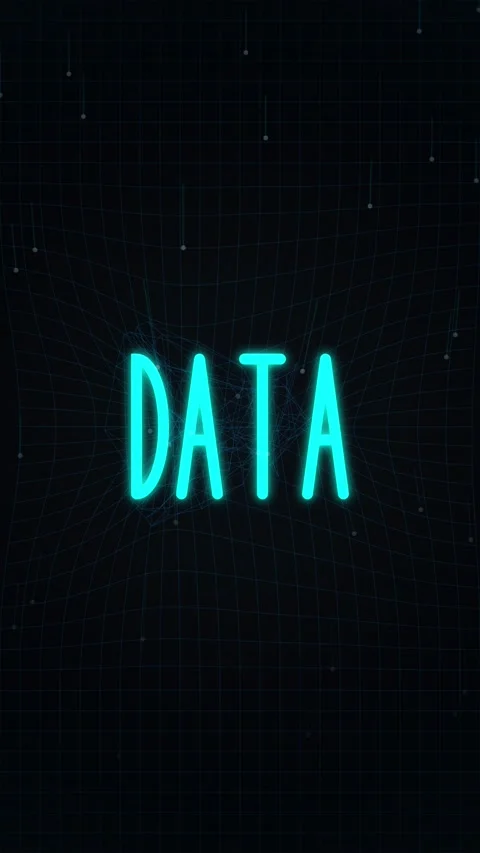 Digital Data Concept with Glowing Text and Falling Binary Particles Stock Footage 346202702