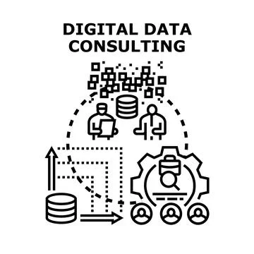Digital data consulting connecting information technology services Illustrazione stock
