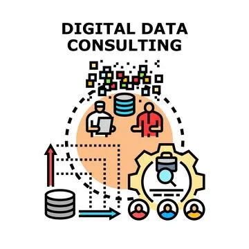Digital data consulting connecting information technology services Stock Illustration