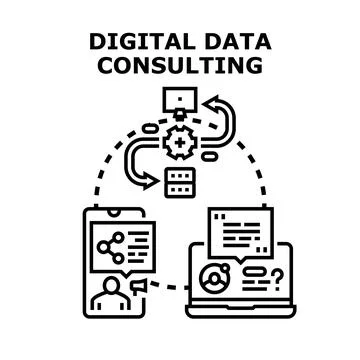 Digital data consulting process optimizing information management Illustrazione stock
