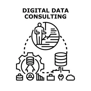 Digital data consulting professional analyzing business information Illustrazione stock