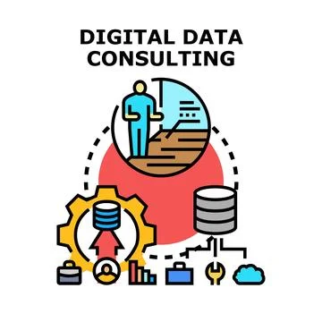 Digital data consulting professional analyzing business information Illustrazione stock
