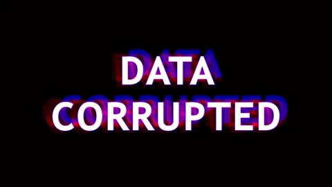 Digital data corrupted text glitching with neon blue glow against black bac.. Stock Footage 344282614