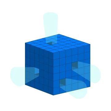 Digital data cube emitting light 2D cartoon object Stock Illustration