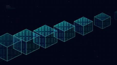 Digital data cubes animation in cyberspace stock footage Stock Footage 345730010