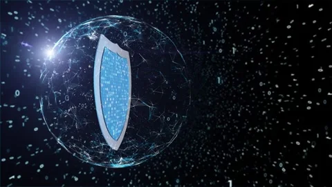 Digital data cyber space shield concept securitiy network loop animation Stock Footage 343610349