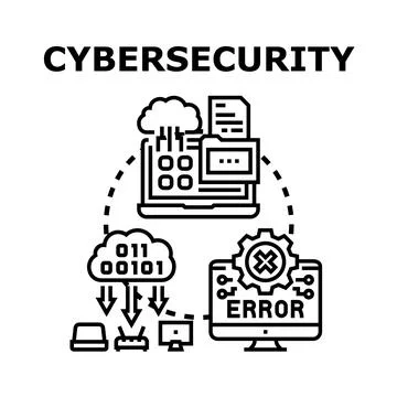 Digital data cybersecurity system protecting network access Stockillustratie