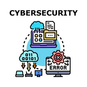 Digital data cybersecurity system protecting network access Stock Illustration
