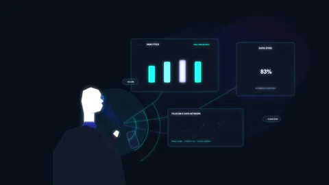 Digital data dashboard interface animation showing analytics and graphs 스톡 동영상 346546904