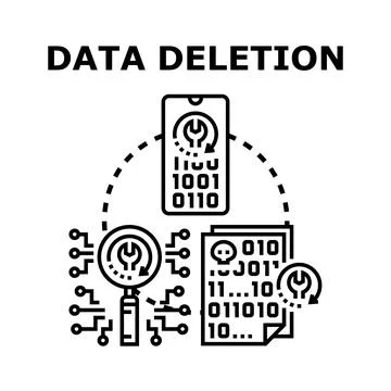 Digital data deletion process a privacy concept Stock Illustration