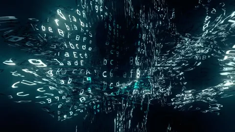 Digital data in distorted in cyberspace Stock Footage 269185498
