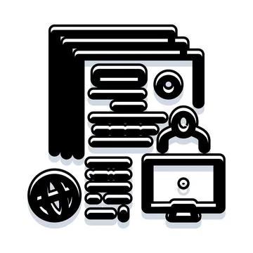 Digital data documents analysis and global research icon Stock Illustration