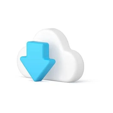 Digital data download cloud computing storage connect cyber service 3d icon r Stock Illustration