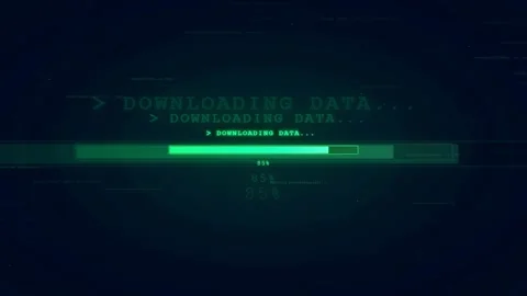 Digital Data Downloading Progress Bar Animation on Dark Blue Futuristic Stock Footage 336774035