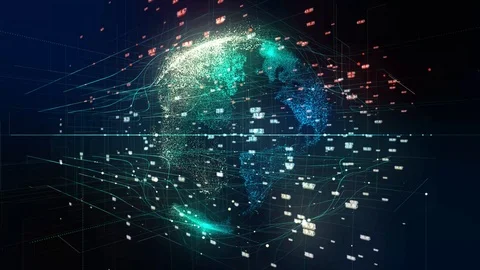 Digital data earth network. Global  background Video stock 91576132