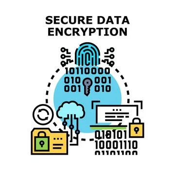 Digital data encryption protecting information with secure network technology Stock Illustration