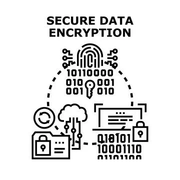 Digital data encryption protecting information with secure network technology 스톡 일러스트